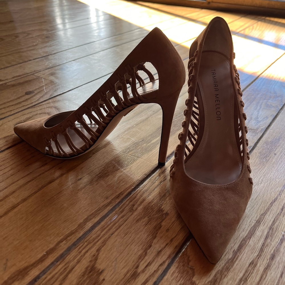 Tamara Mellon tan suede heel 37.5